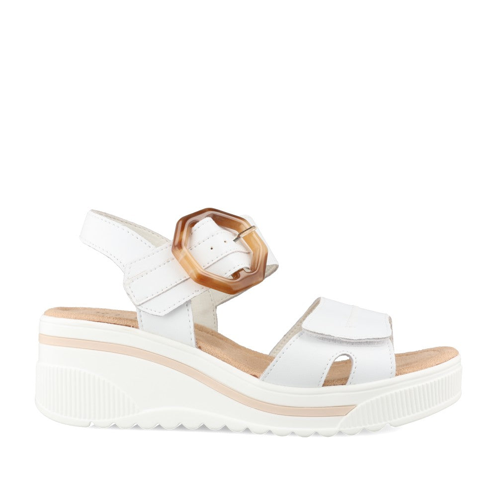 Ladies T42-203 Wedge Sandal In White