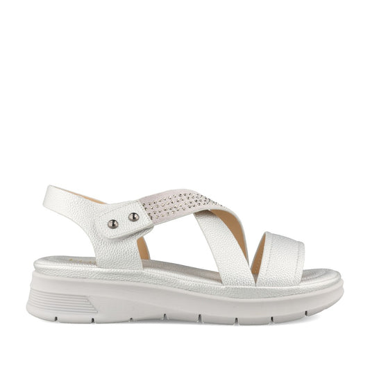 Ladies 161-16a Velcro Sandal In Silver