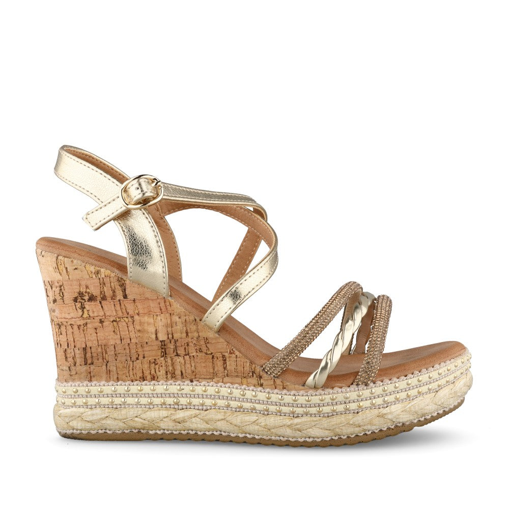 Ladies 6w6094-4a Wedge Sandal In Gold
