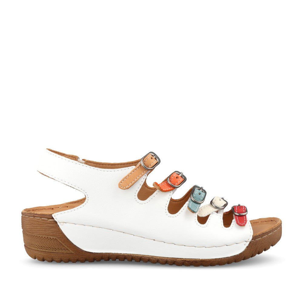 Ladies A8261 Astrid Sandal In White Multi