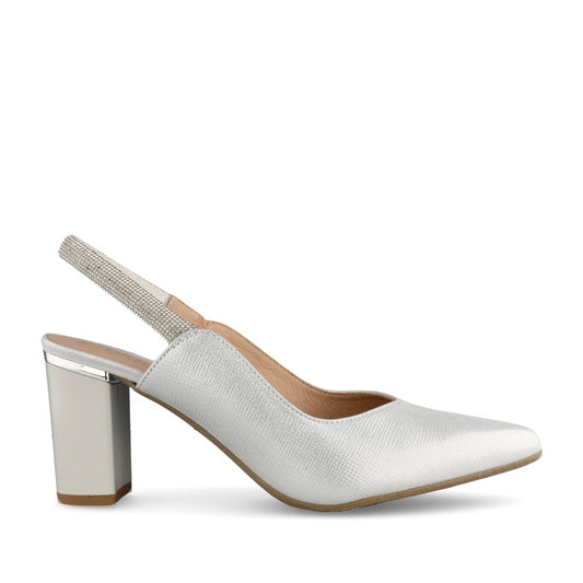 Ladies 4186 G-fit Medium Heel Court Shoe In Silver