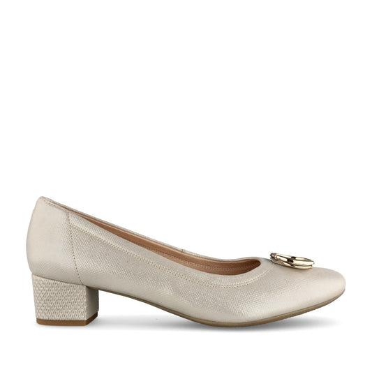 Ladies 6415 Shimmer H-fit Low Heel Shoe In Gold