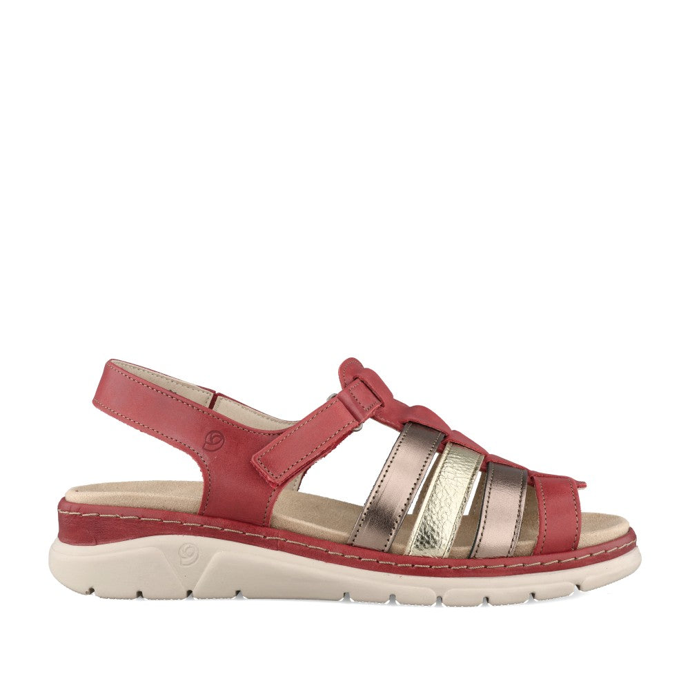 Ladies Medina 6070 Velcro Sandal In Red