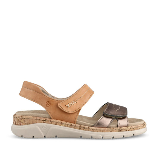 Ladies Manila 6049 Velcro Sandal In Platinum