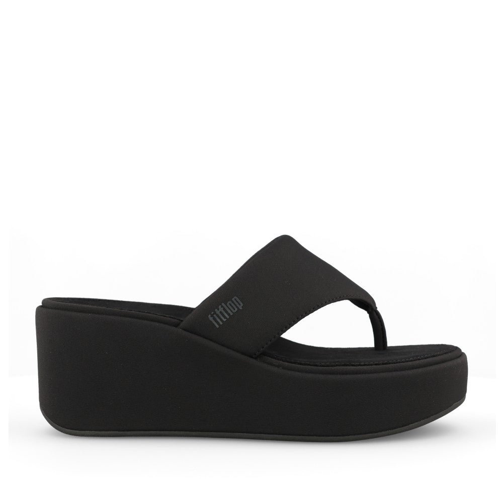 Ladies Jf8-090 Platforms Wedge Toe-post Sandal In Black