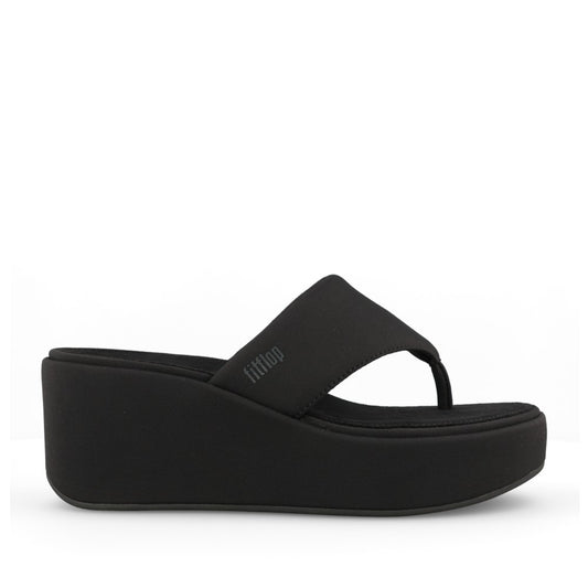 Ladies Jf8-090 Platforms Wedge Toe-post Sandal In Black