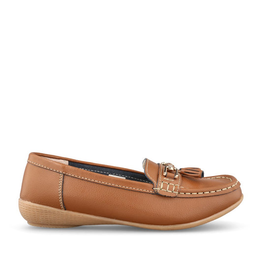 Ladies Nautical Slip-on Shoe In Tan