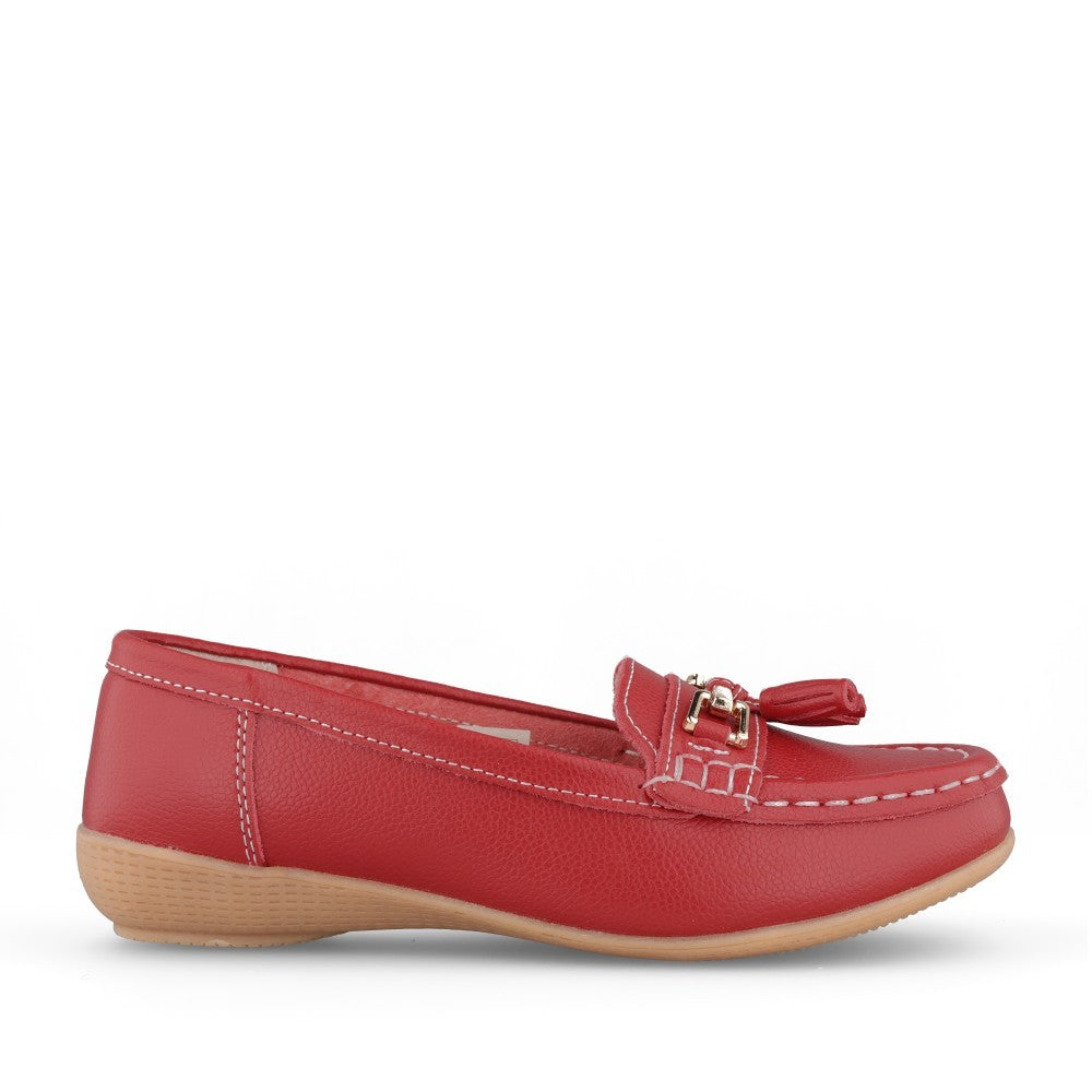 Ladies Nautical Slip-on Shoe In Dark Red