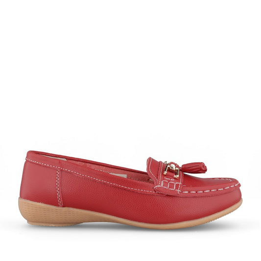 Ladies Nautical Slip-on Shoe In Dark Red