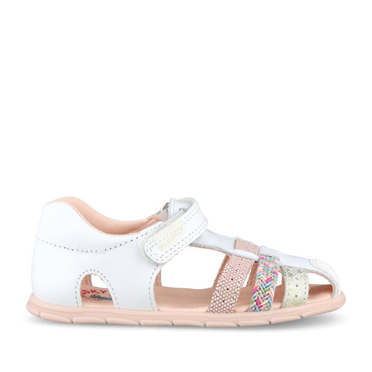 Girls 067100 Velcro Sandal In White