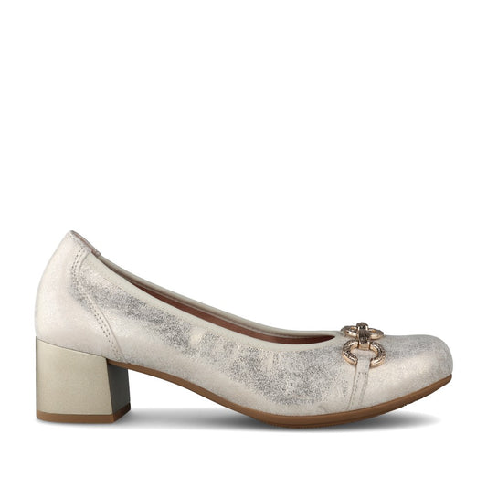 Ladies 11133 Low Heel Court Shoe In Gold