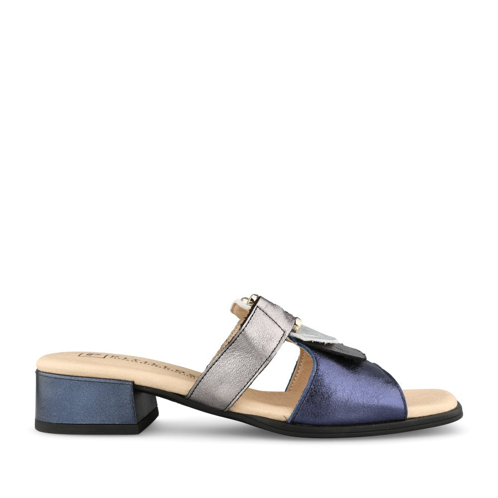 Ladies 11204 Block Heel Mule In Navy