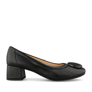 Ladies 6939 H-fit Mid Heel Court Shoe In Black