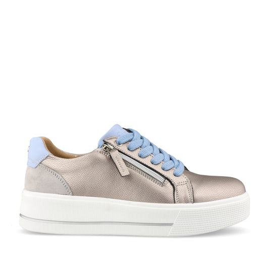 Ladies Ravenna Lace-up Trainer In Pewter
