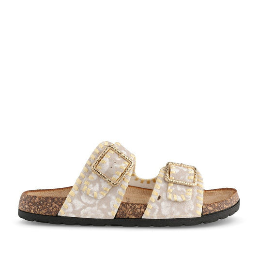 Ladies Seydi Double Strap Mule Sandal In Cream