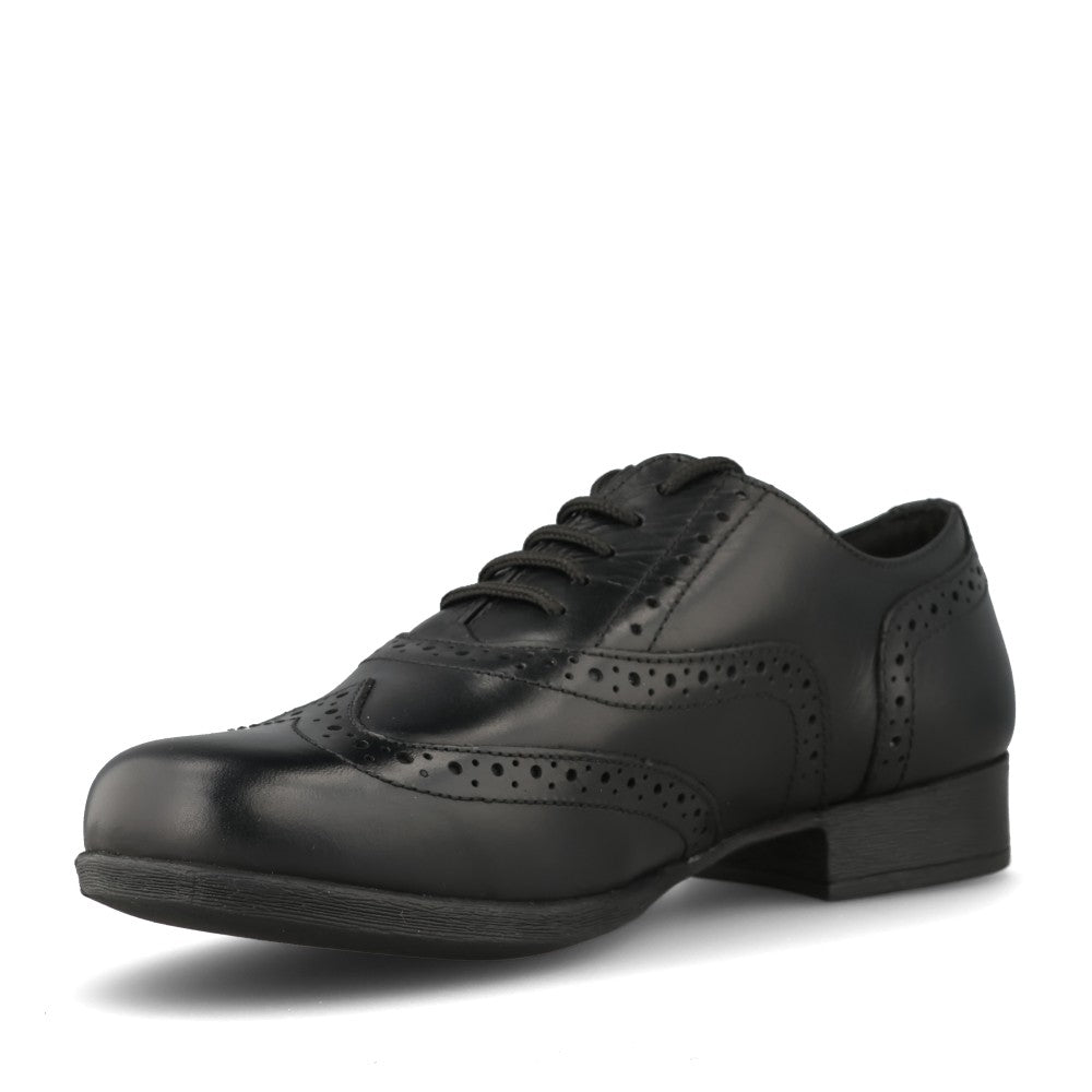 Girls Kada Laced Brogue Shoe In Blk Leather