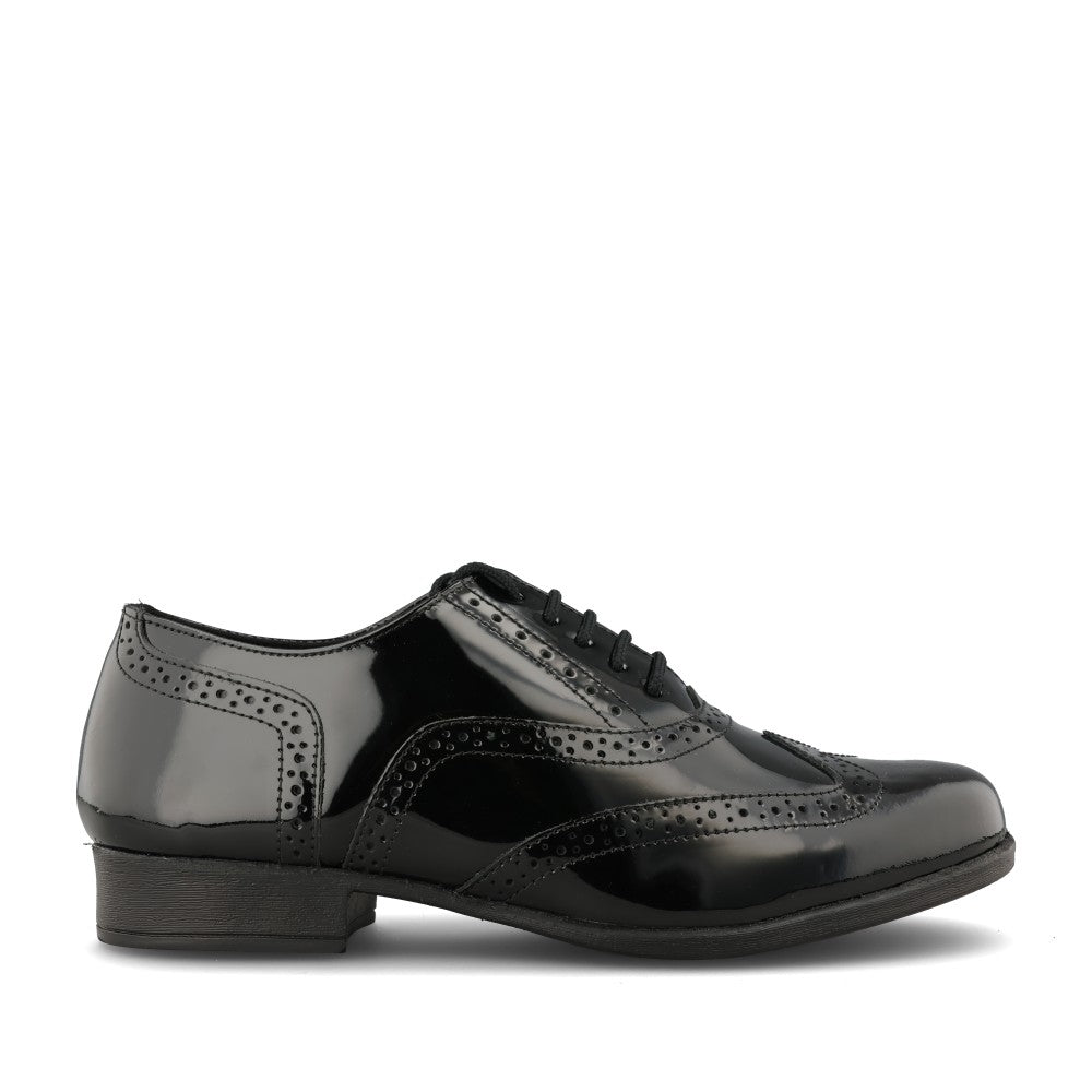 Girls Kada Laced Brogue Shoe In Blk Patent