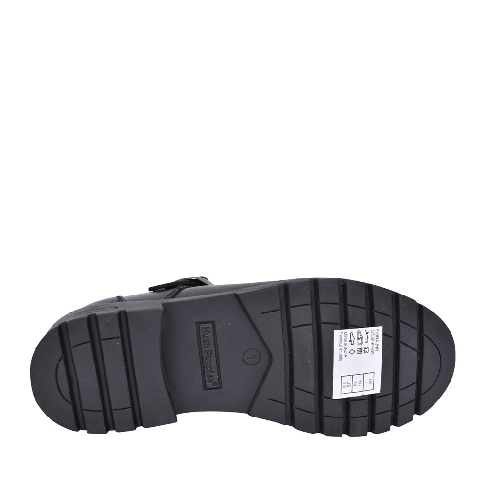 Hush Puppies Girls Fiona T-Bar Shoe in Black Leather