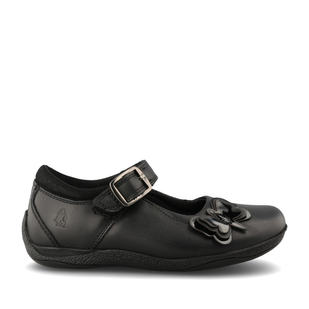 Girls Julie Leather Velcro Shoe In Blk Leather