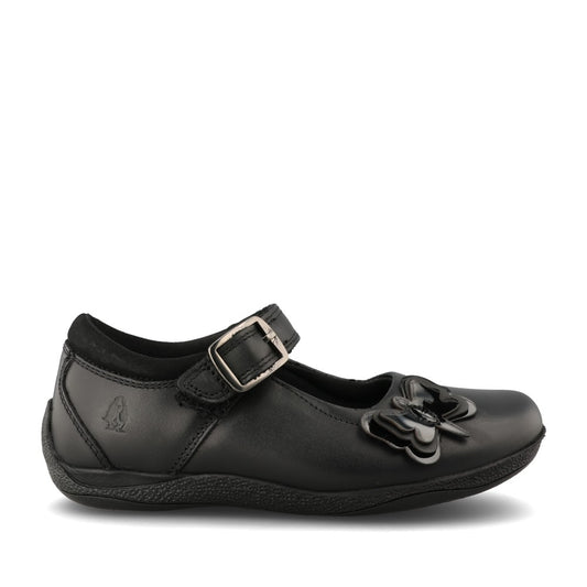 Girls Julie Leather Velcro Shoe In Blk Leather