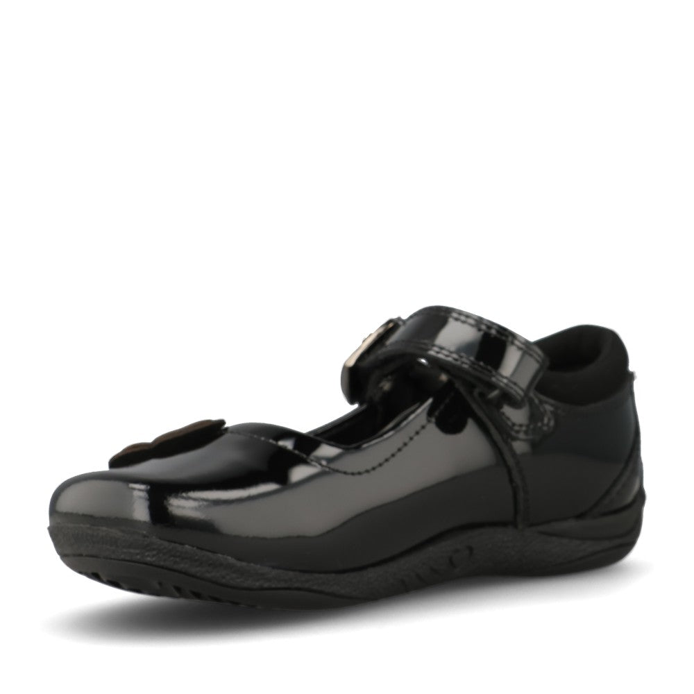 Girls Julie Patent Leather Velcro Shoe In Blk Patent