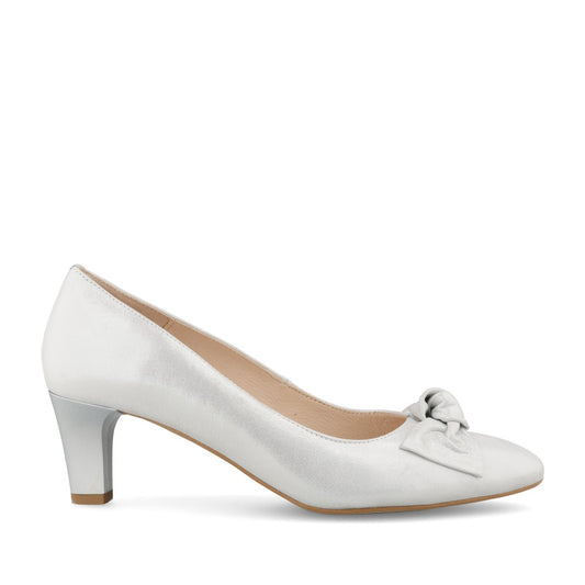 Ladies S8256 Medium Heel Court Shoe In Silver Shim