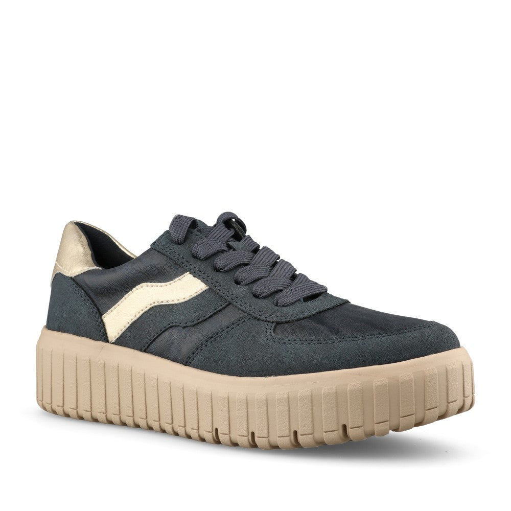 Ladies 8-23666 Laced Trainer In Navy