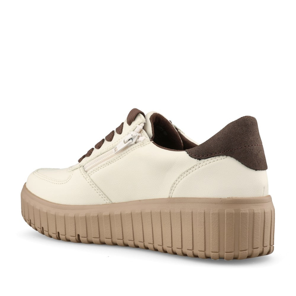 Ladies 8-23666 Laced Trainer In Beige