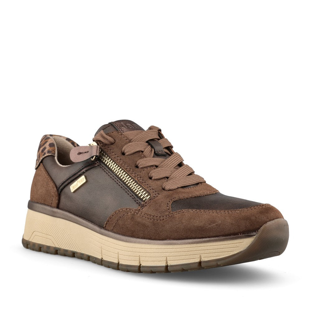 Ladies 8-23762 Laced Trainer In Mocha