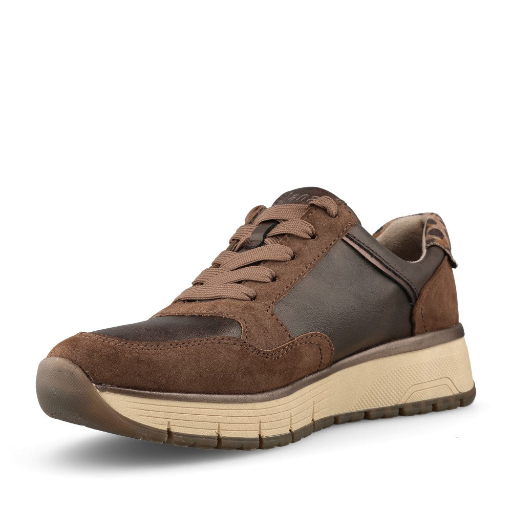 Ladies 8-23762 Laced Trainer In Mocha