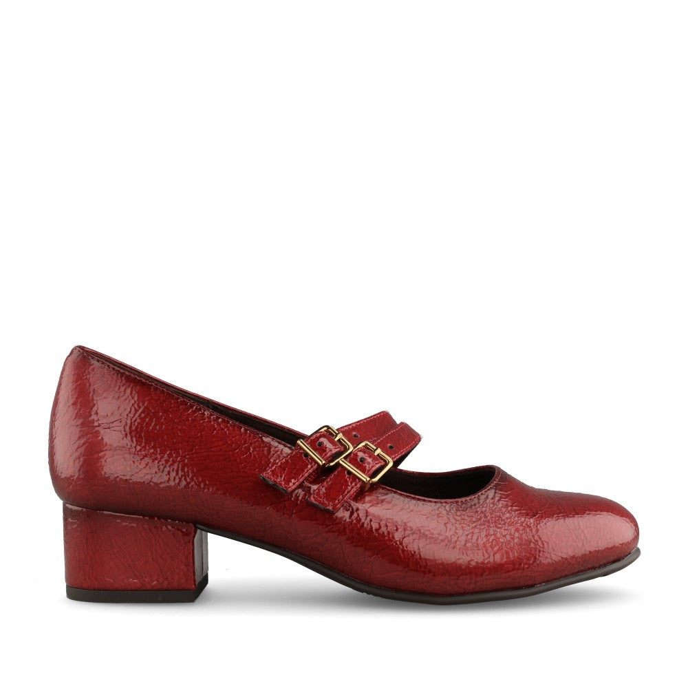 Ladies 8-24366 Mid Heel Mary Jane Shoe In Red
