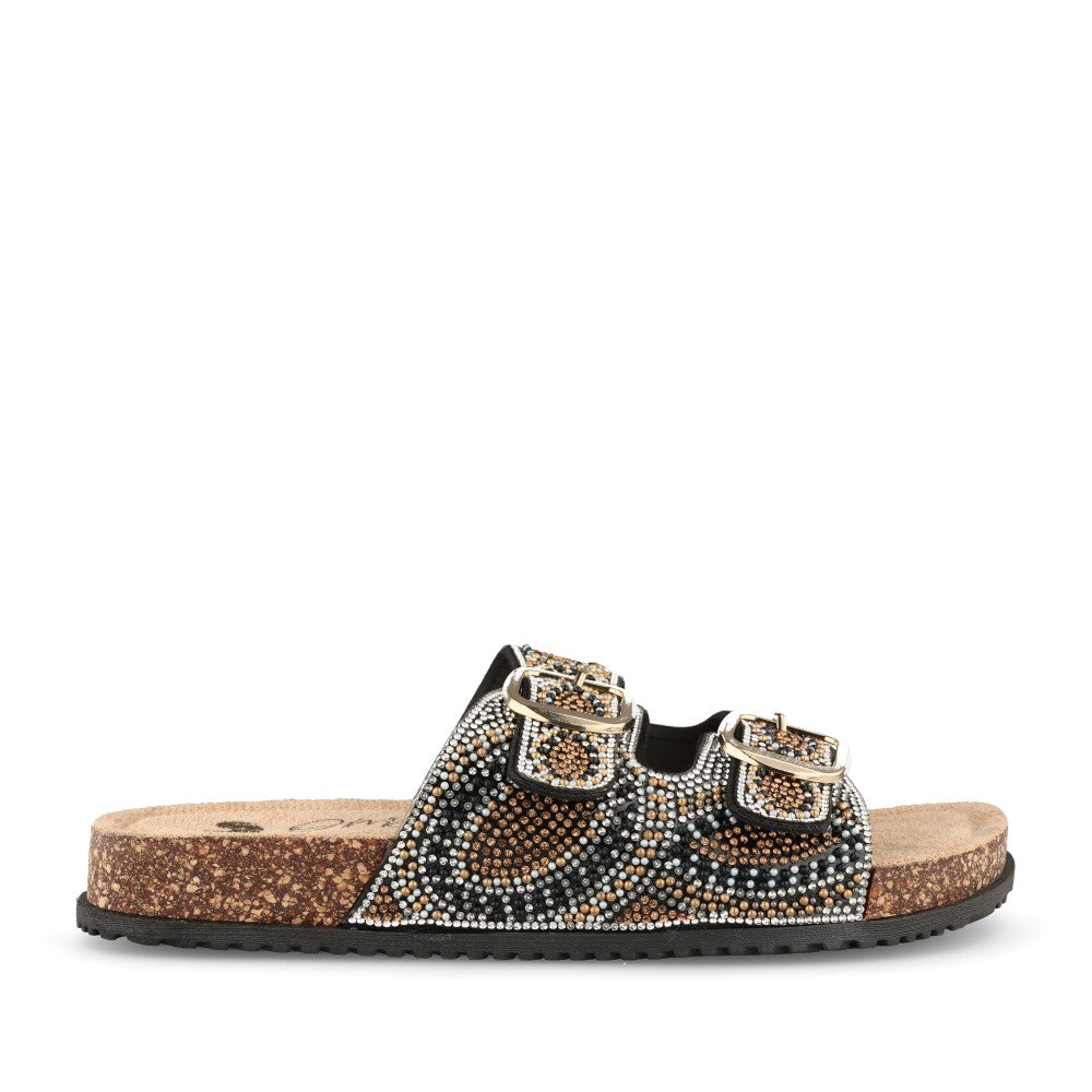 Ladies Bithnah Double Strap Mule Sandal In Metallic