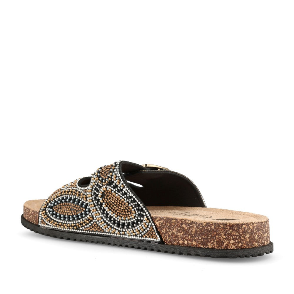Ladies Bithnah Double Strap Mule Sandal In Metallic