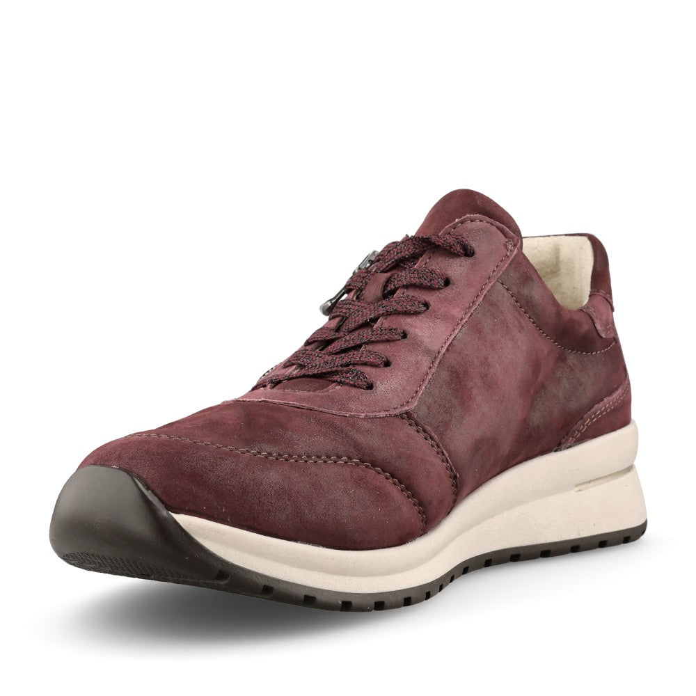 Ladies 928002 Inessa H-fit Laced Trainer In Burgandy