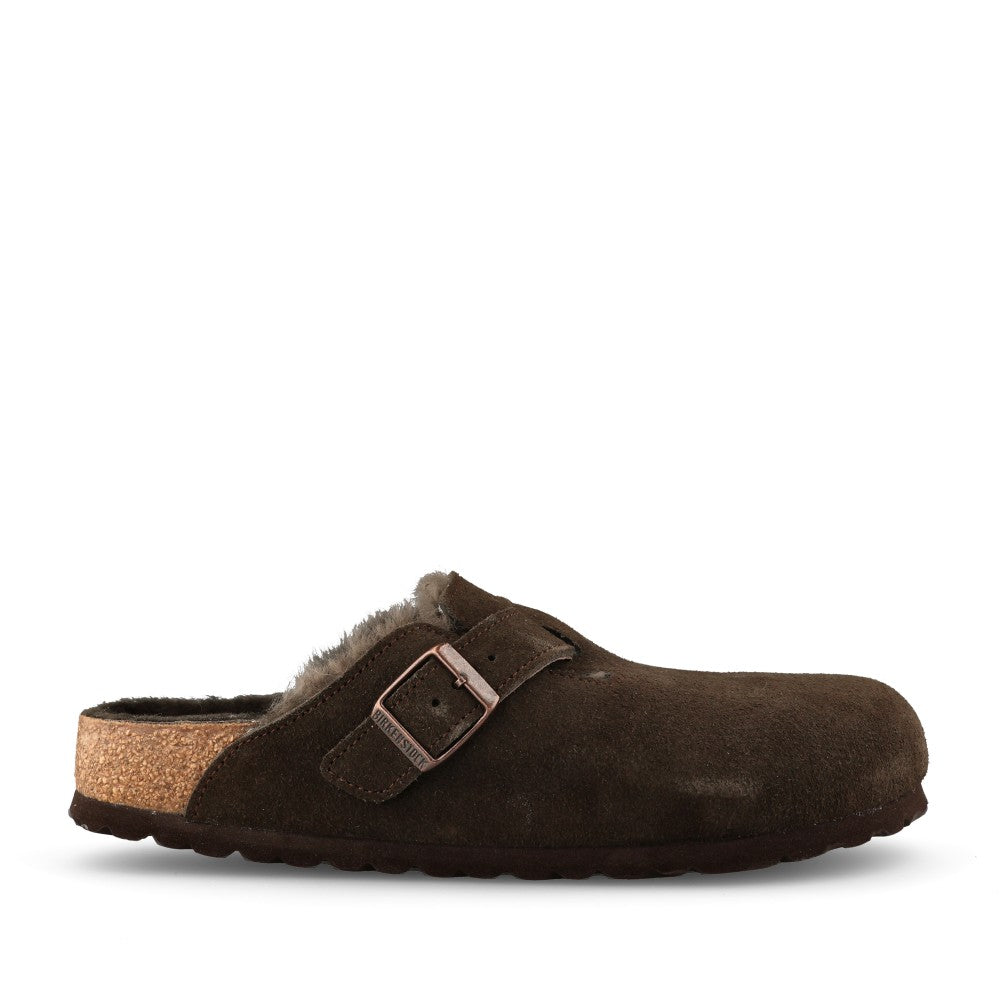 Birkenstock Ladies 1020529 Boston Shearling Suede Clog In Mocha
