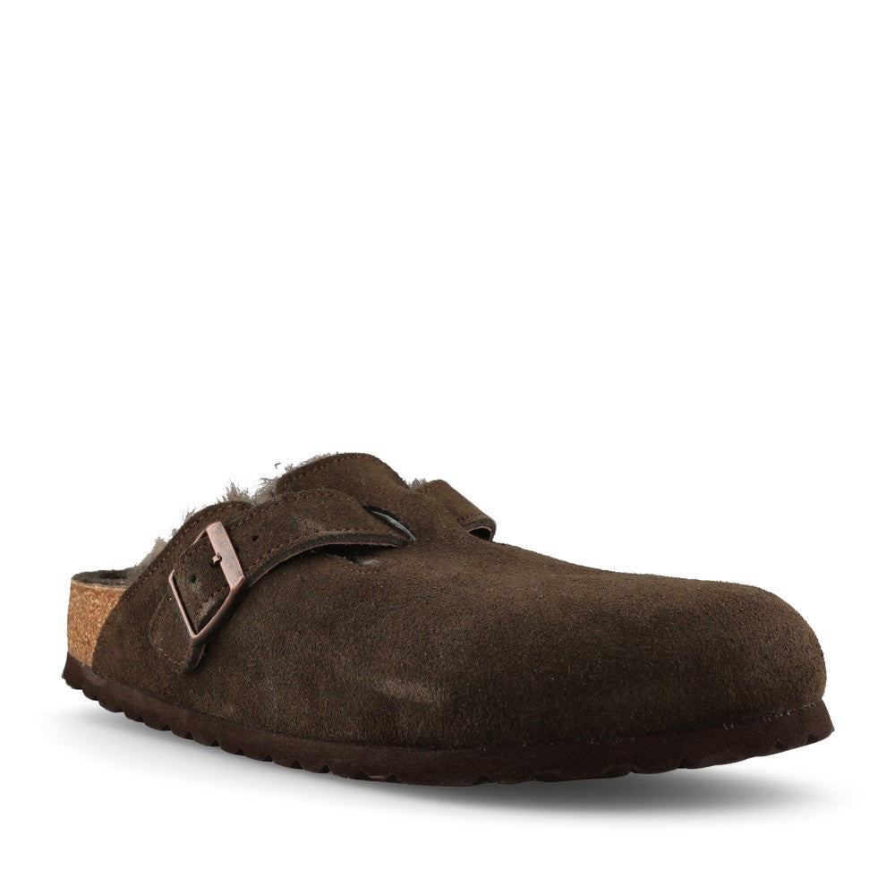 Birkenstock Ladies 1020529 Boston Shearling Suede Clog In Mocha