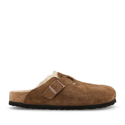 Birkenstock Ladies 1032432 Boston Shearling Suede Clog In Tan