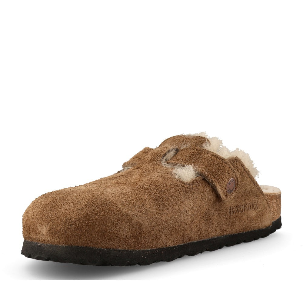 Birkenstock Ladies 1032432 Boston Shearling Suede Clog In Tan