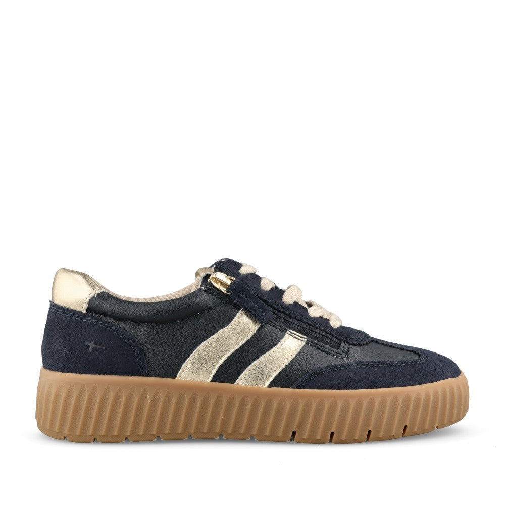 Ladies 8-3729 Laced Trainer In Navy
