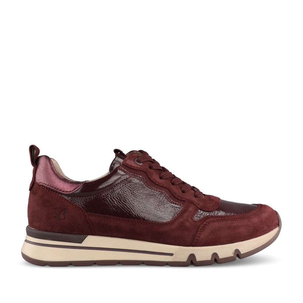 Caprice Ladies 9-23756 Laced Trainer In Burgandy