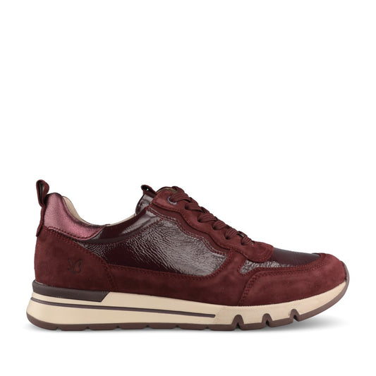 Caprice Ladies 9-23756 Laced Trainer In Burgandy