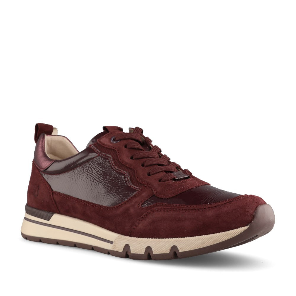 Caprice Ladies 9-23756 Laced Trainer In Burgandy