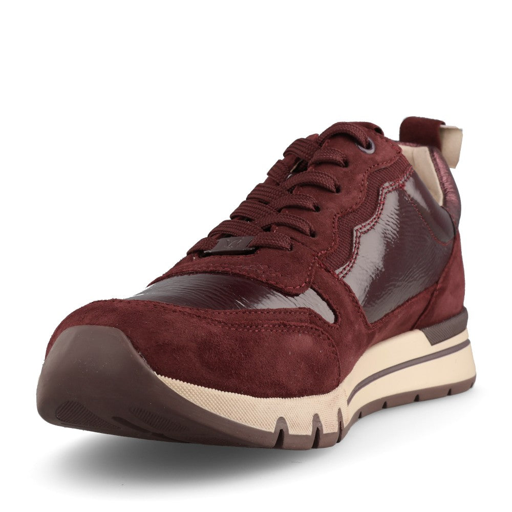 Caprice Ladies 9-23756 Laced Trainer In Burgandy
