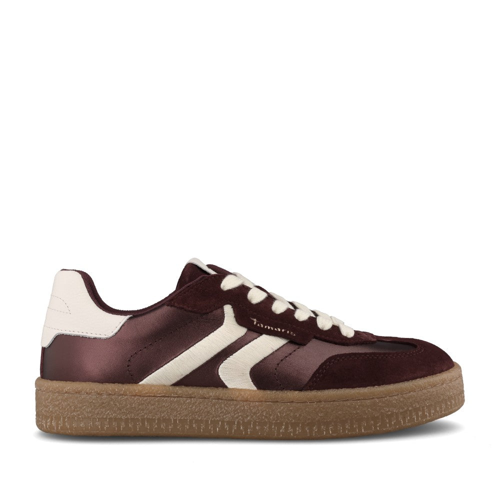 Tamaris Ladies 1-23723 Laced Trainer in Burgandy
