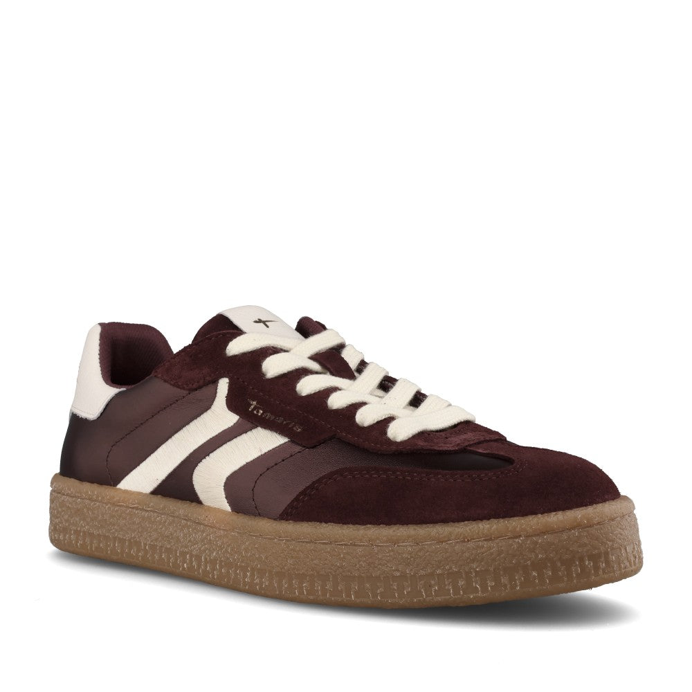 Tamaris Ladies 1-23723 Laced Trainer in Burgandy