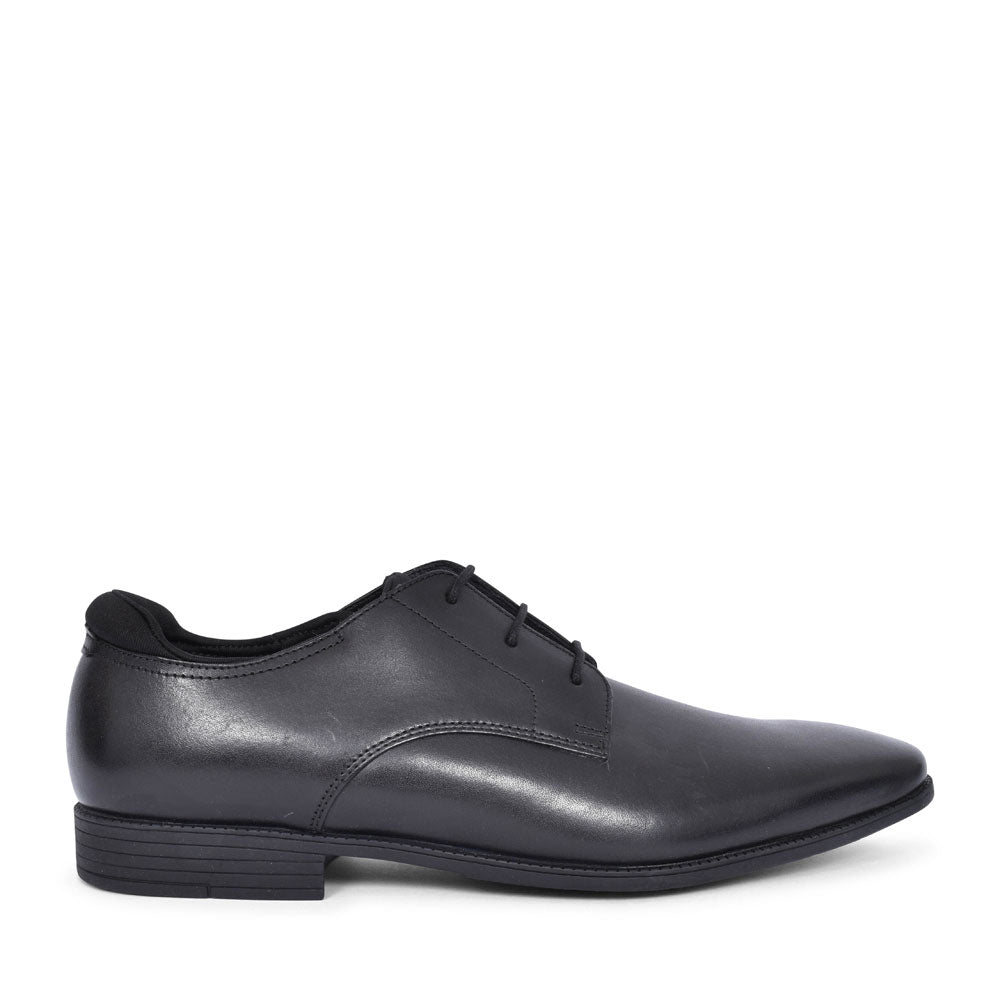 Boys Academy Black Leather Laced Shoe In Kids F Fit