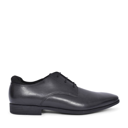 Boys Academy Black Leather Laced Shoe In Kids F Fit