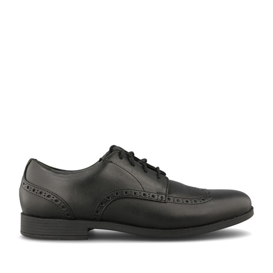 Girls Brogue Snr Black Leather Laced Brogue In Kids F Fit