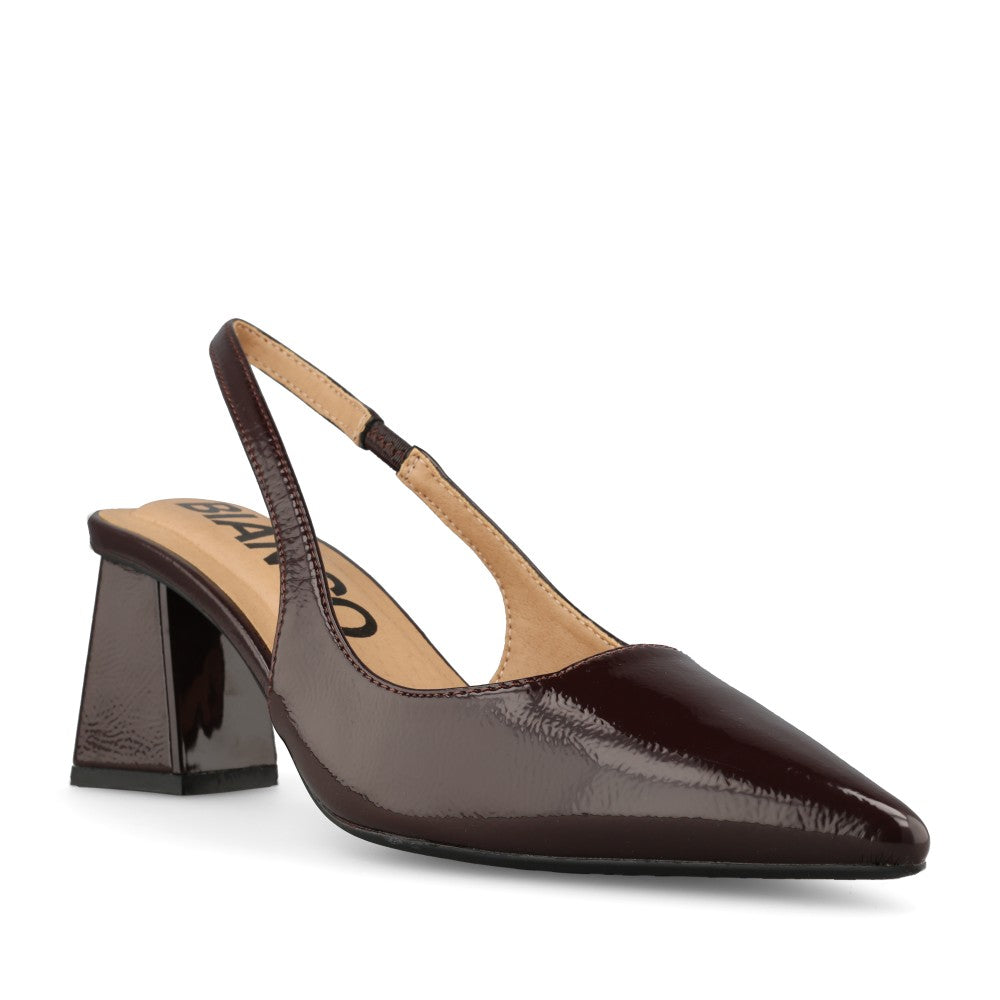 Bianco Ladies Biamaralyn Slingback Patent 11240941 Court Shoe In Brown