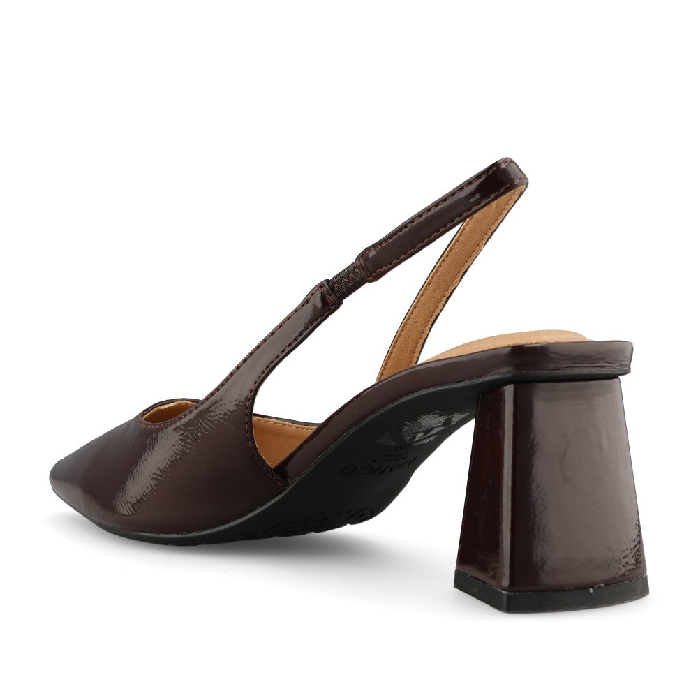 Bianco Ladies Biamaralyn Slingback Patent 11240941 Court Shoe In Brown